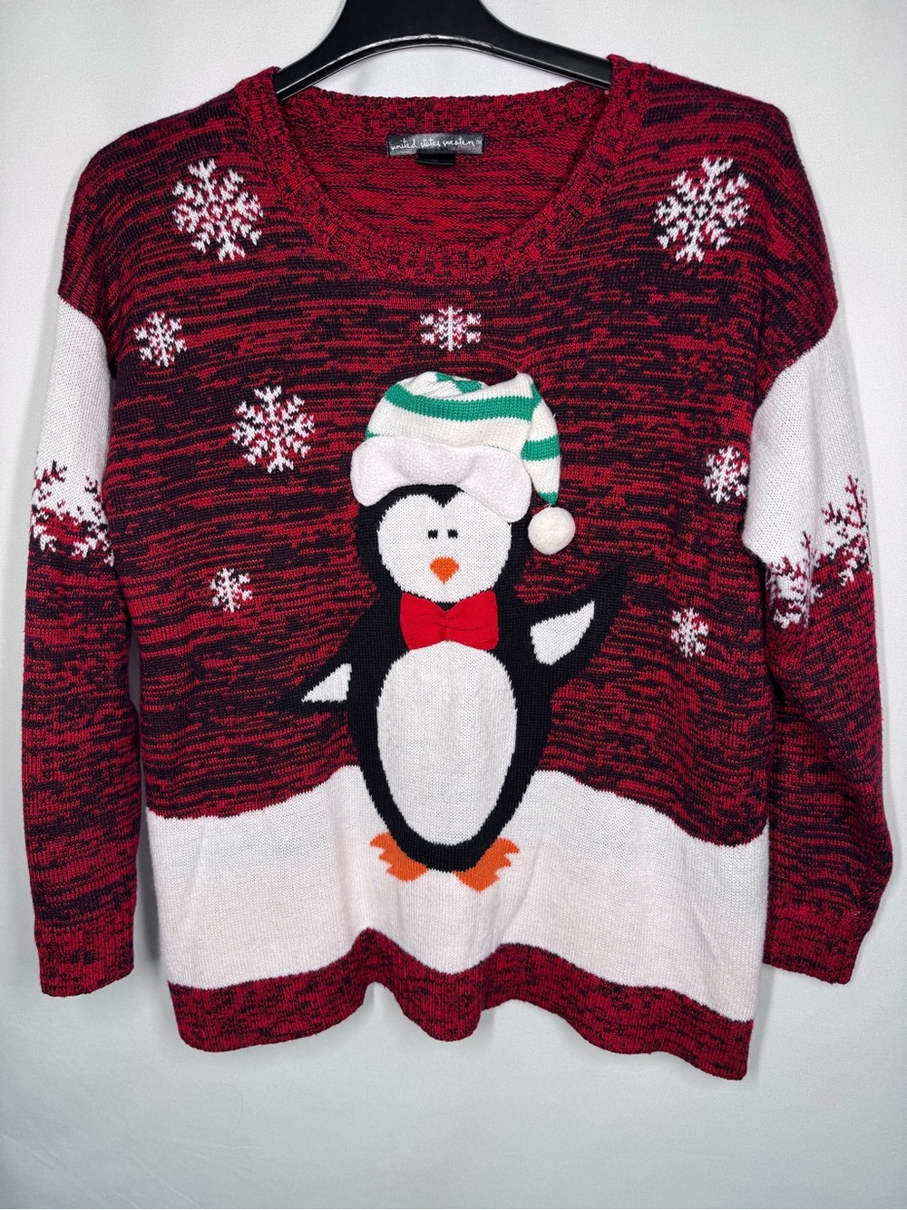 ❤️3/$30 United States Sweaters Penguin Ugly Christmas Sweater 3D Hat - 2X